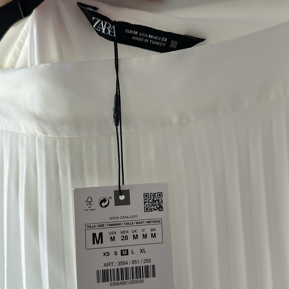 NWOT ZARA White Pleated Midi Skirt - Picture 4 of 6
